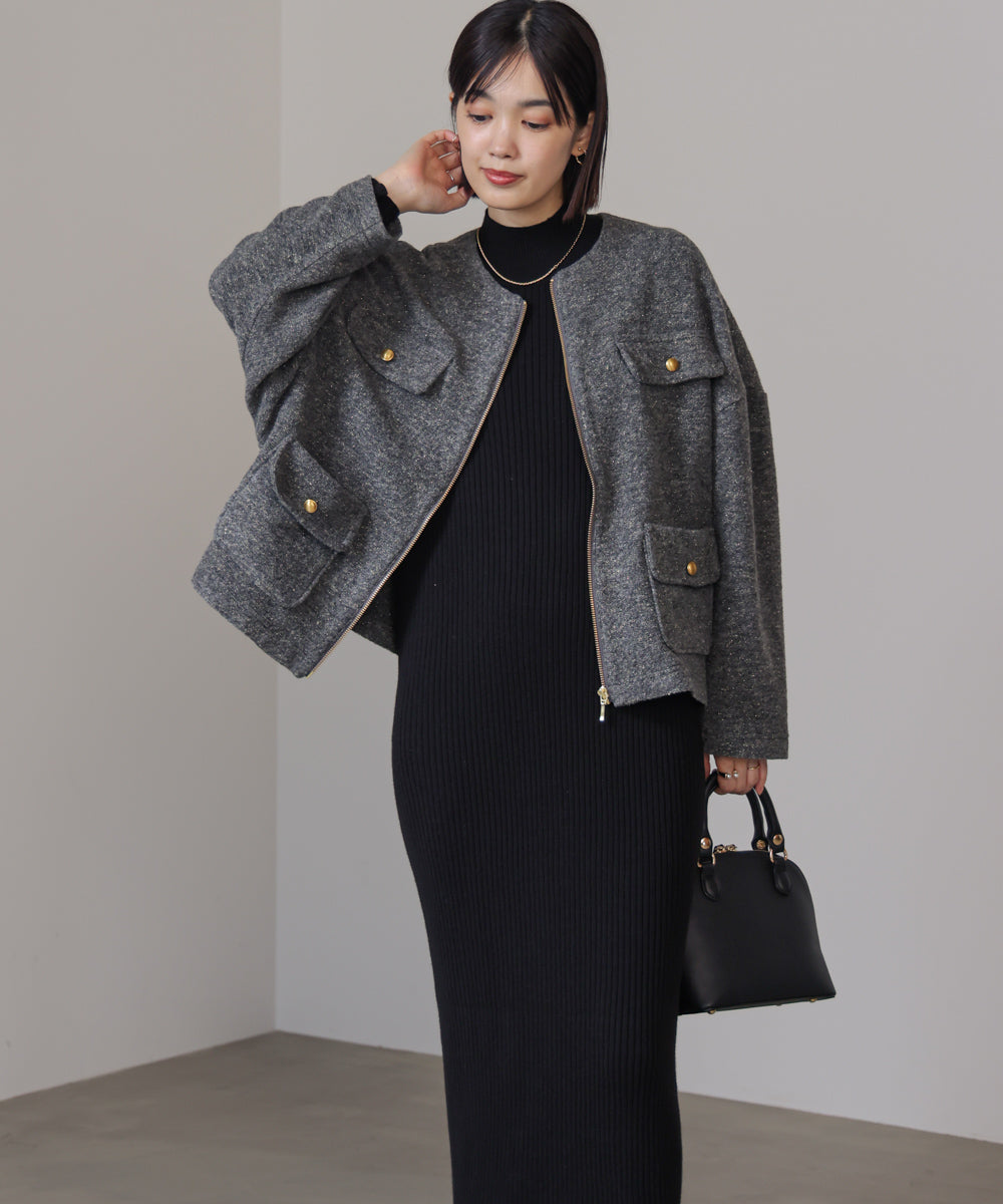 【日本製】イタリアンエアリーノーカラージャケット