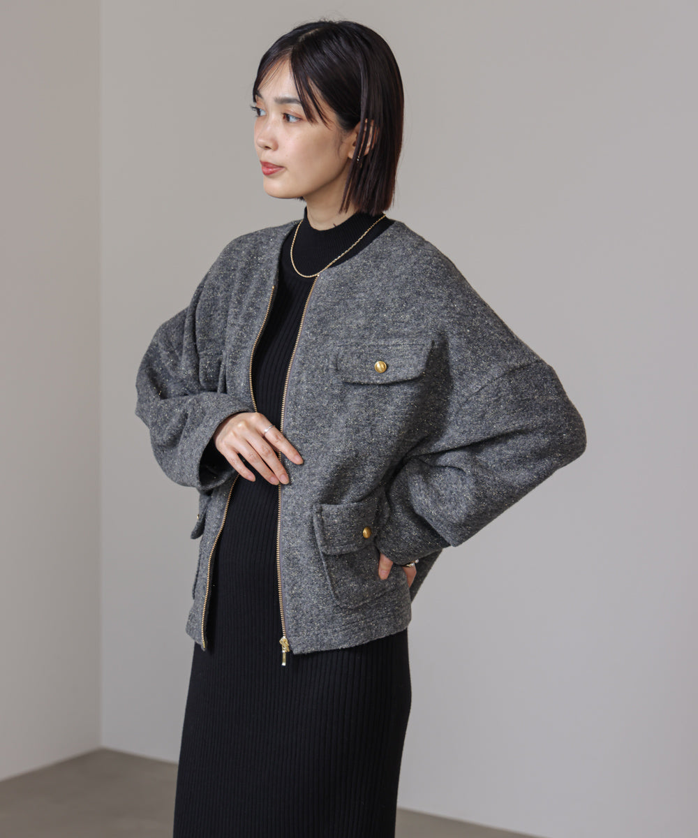 【日本製】イタリアンエアリーノーカラージャケット