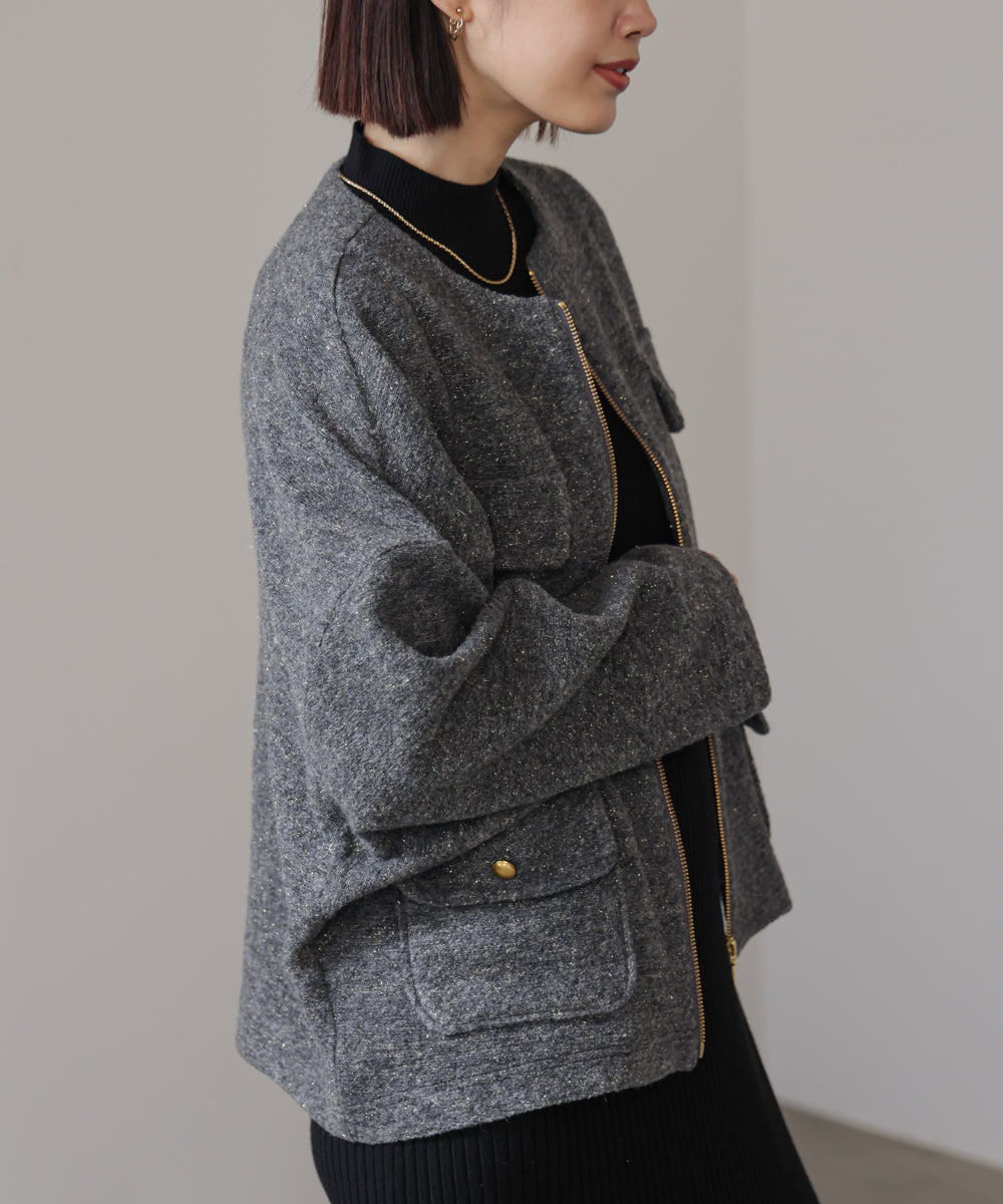 【日本製】イタリアンエアリーノーカラージャケット