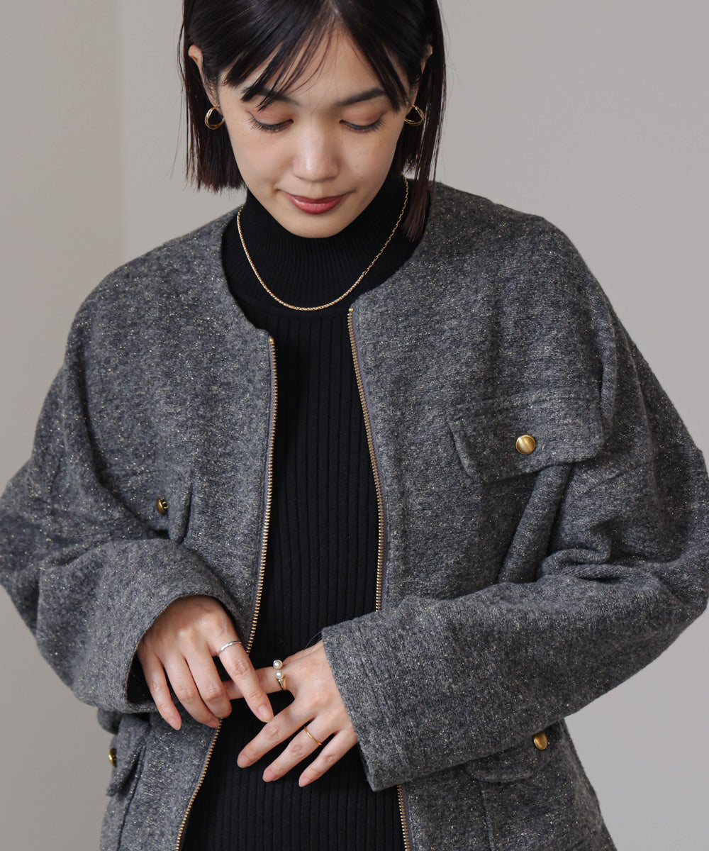 【日本製】イタリアンエアリーノーカラージャケット