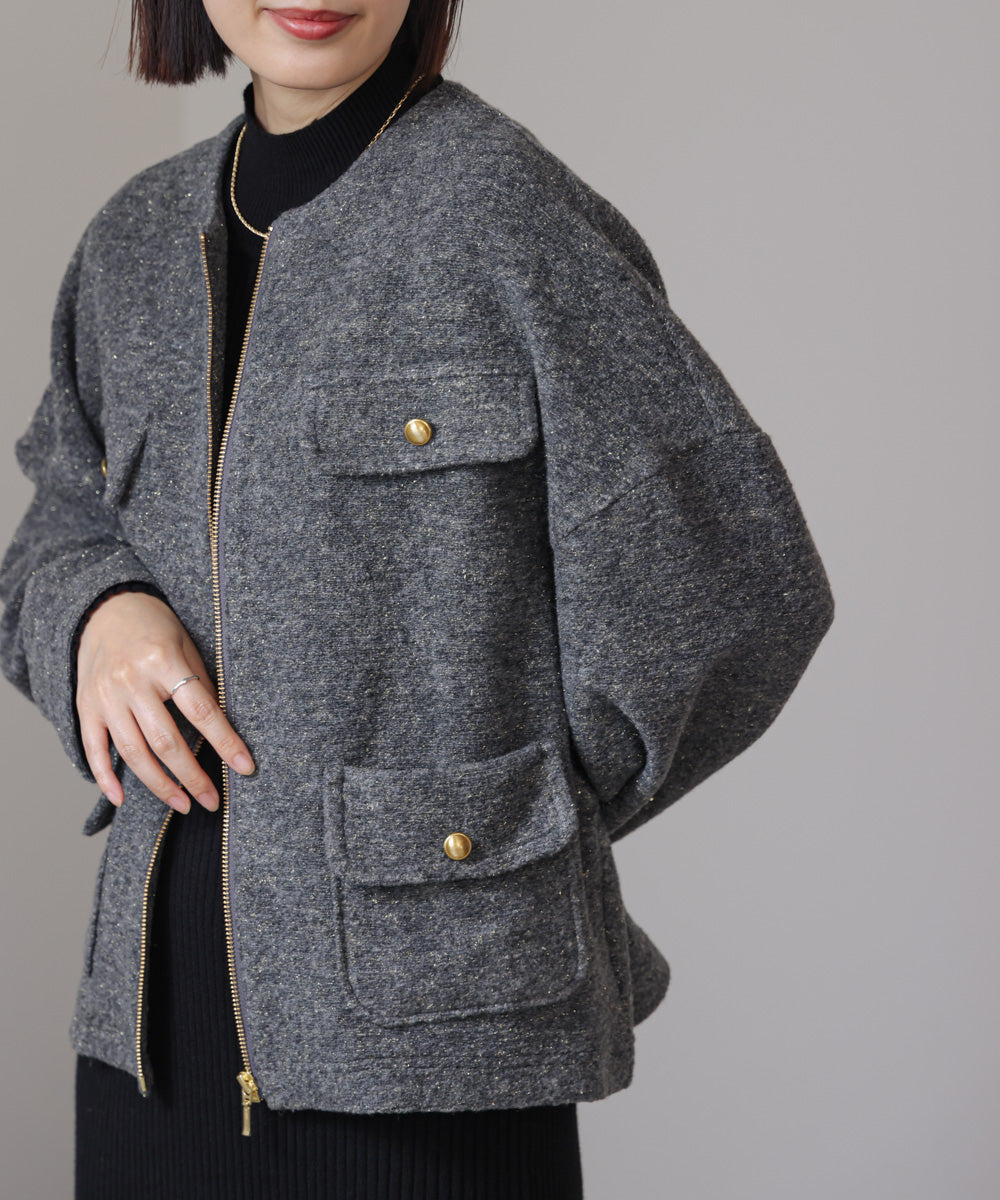 【日本製】イタリアンエアリーノーカラージャケット