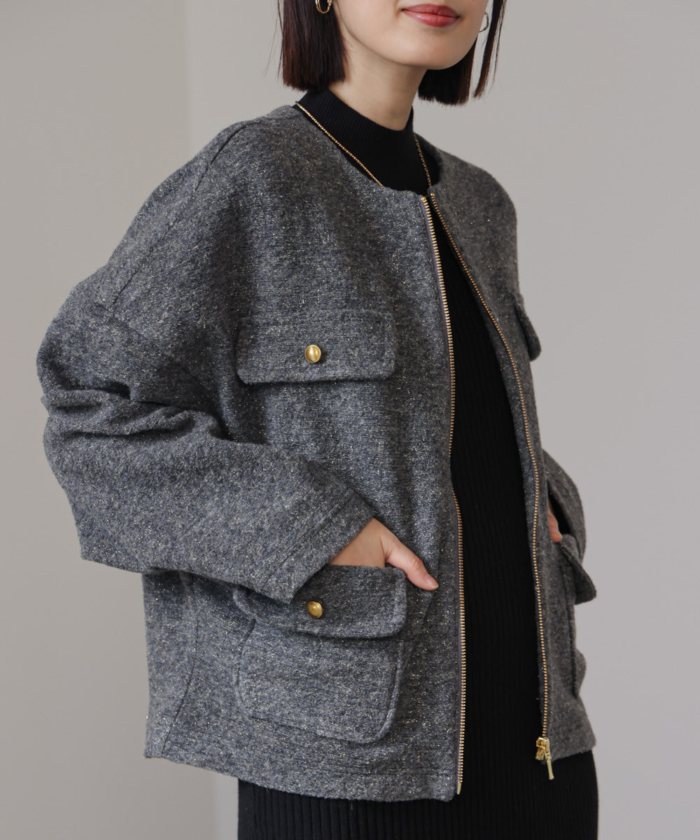 【日本製】イタリアンエアリーノーカラージャケット