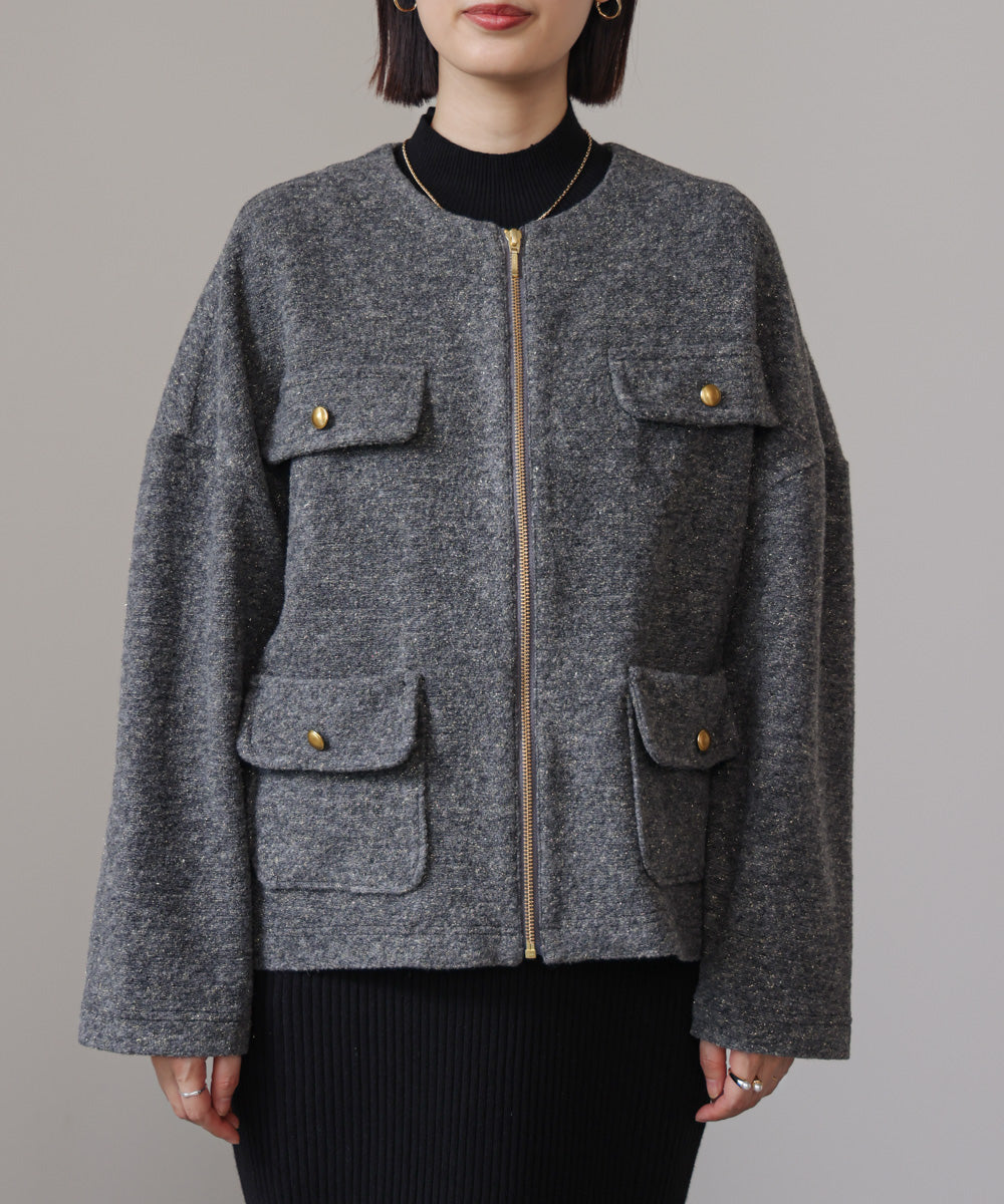 【日本製】イタリアンエアリーノーカラージャケット