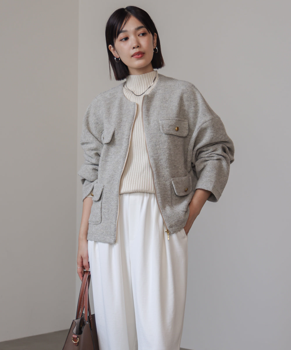 【日本製】イタリアンエアリーノーカラージャケット