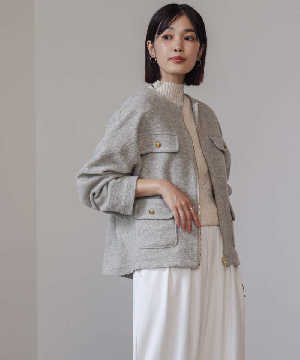 【日本製】イタリアンエアリーノーカラージャケット