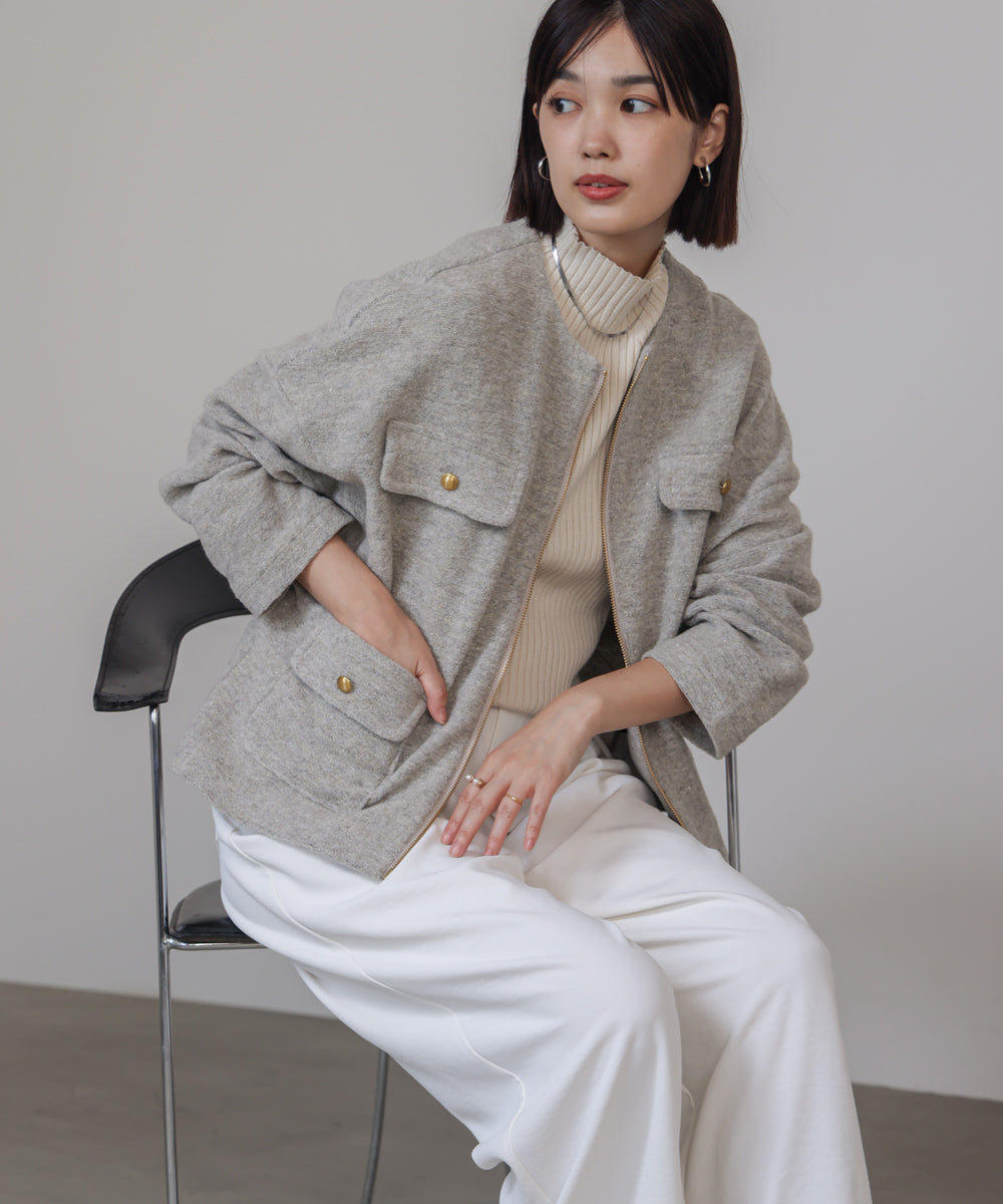 【日本製】イタリアンエアリーノーカラージャケット