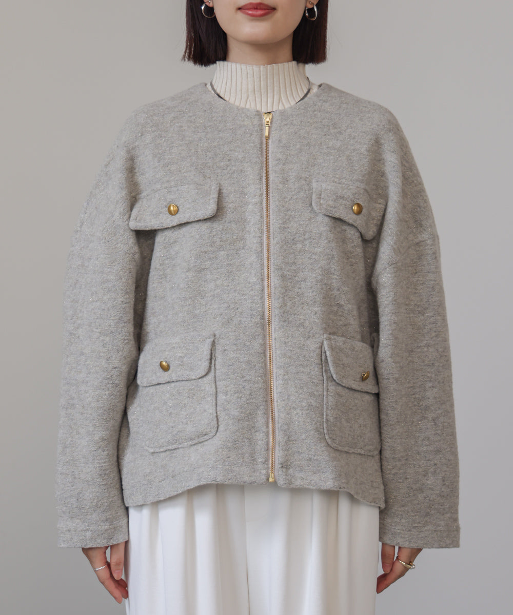 【日本製】イタリアンエアリーノーカラージャケット