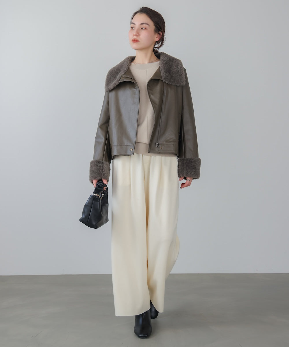 レザーポインテッドファージャケット