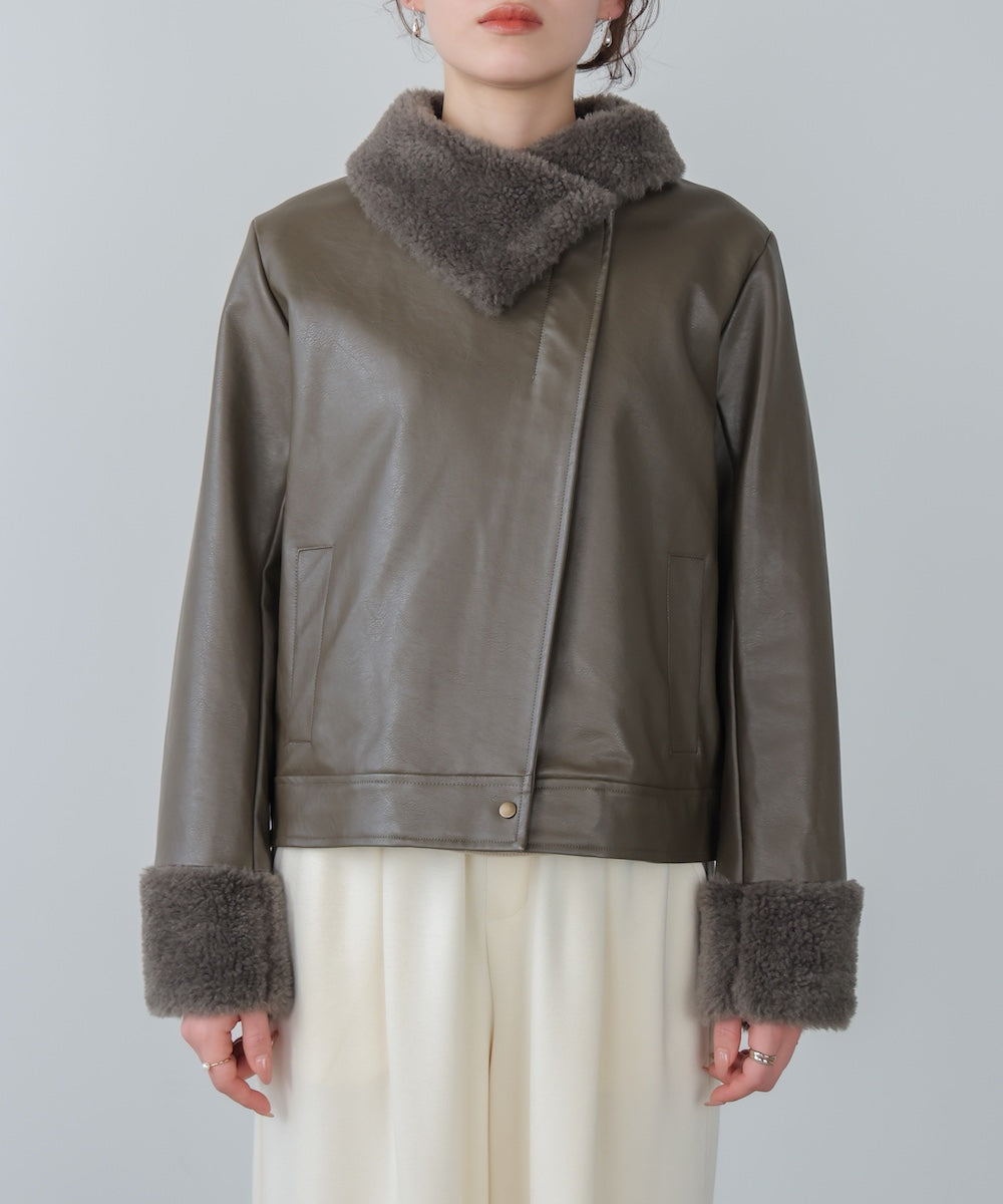 レザーポインテッドファージャケット