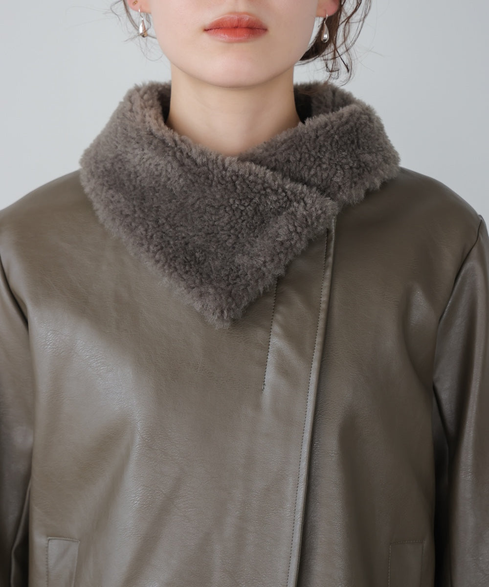 レザーポインテッドファージャケット