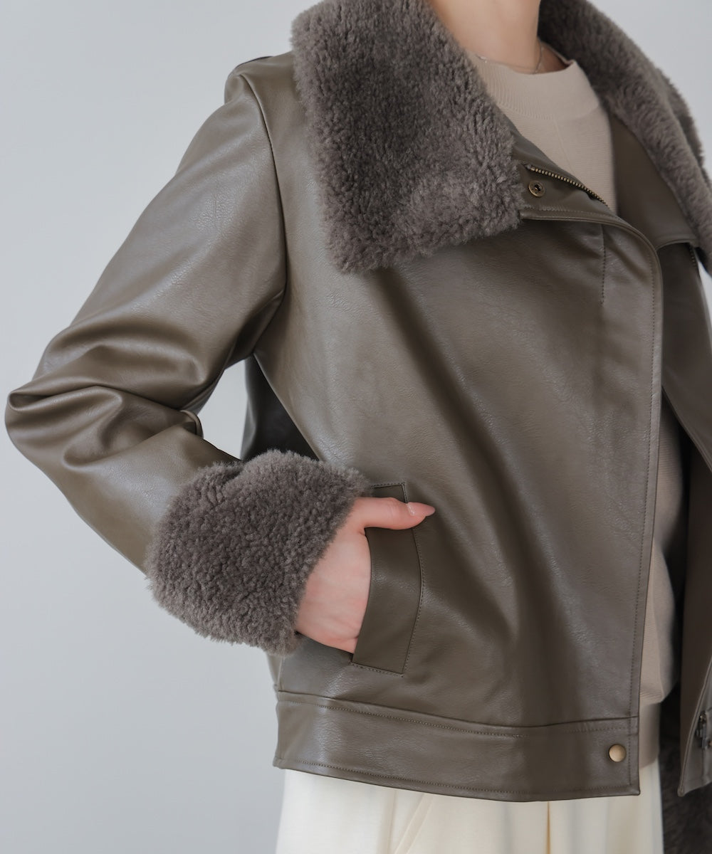 レザーポインテッドファージャケット