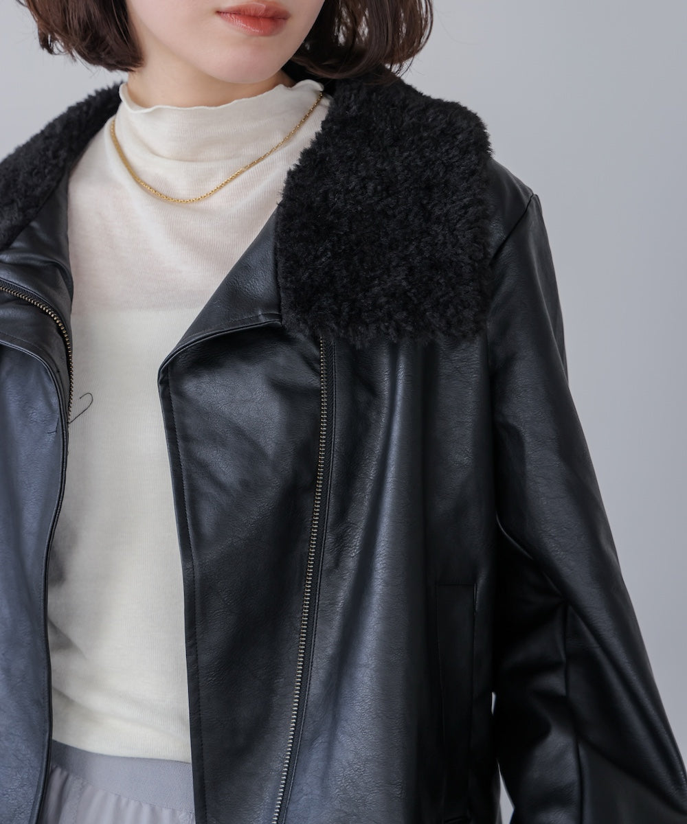 レザーポインテッドファージャケット