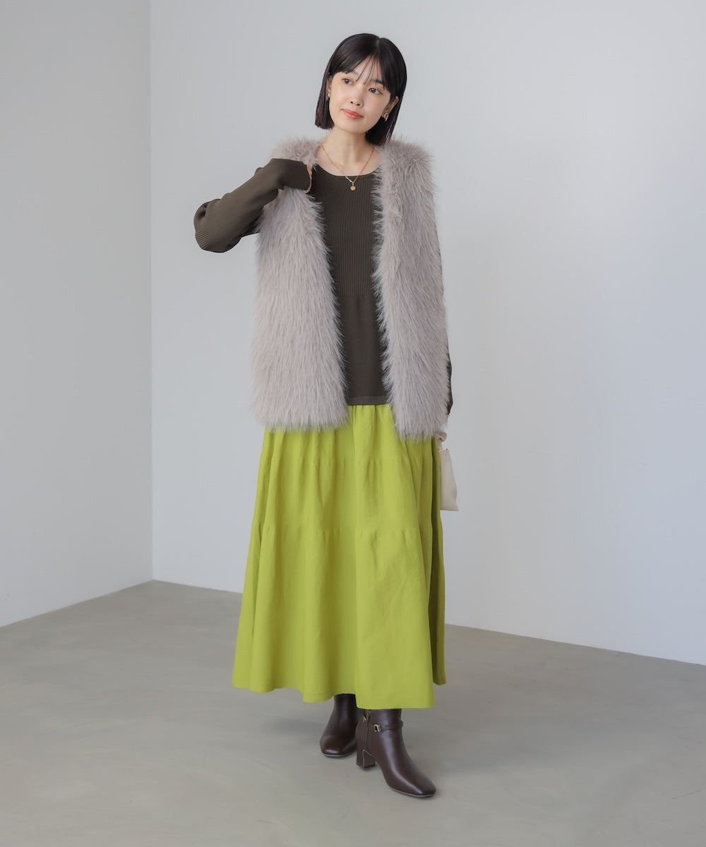 エアリーバイカラーニットワンピース