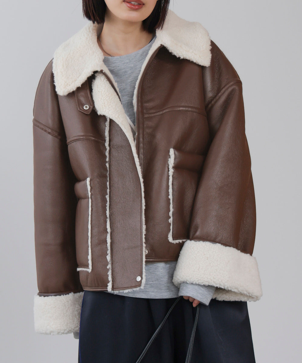 レザーボアブルゾン