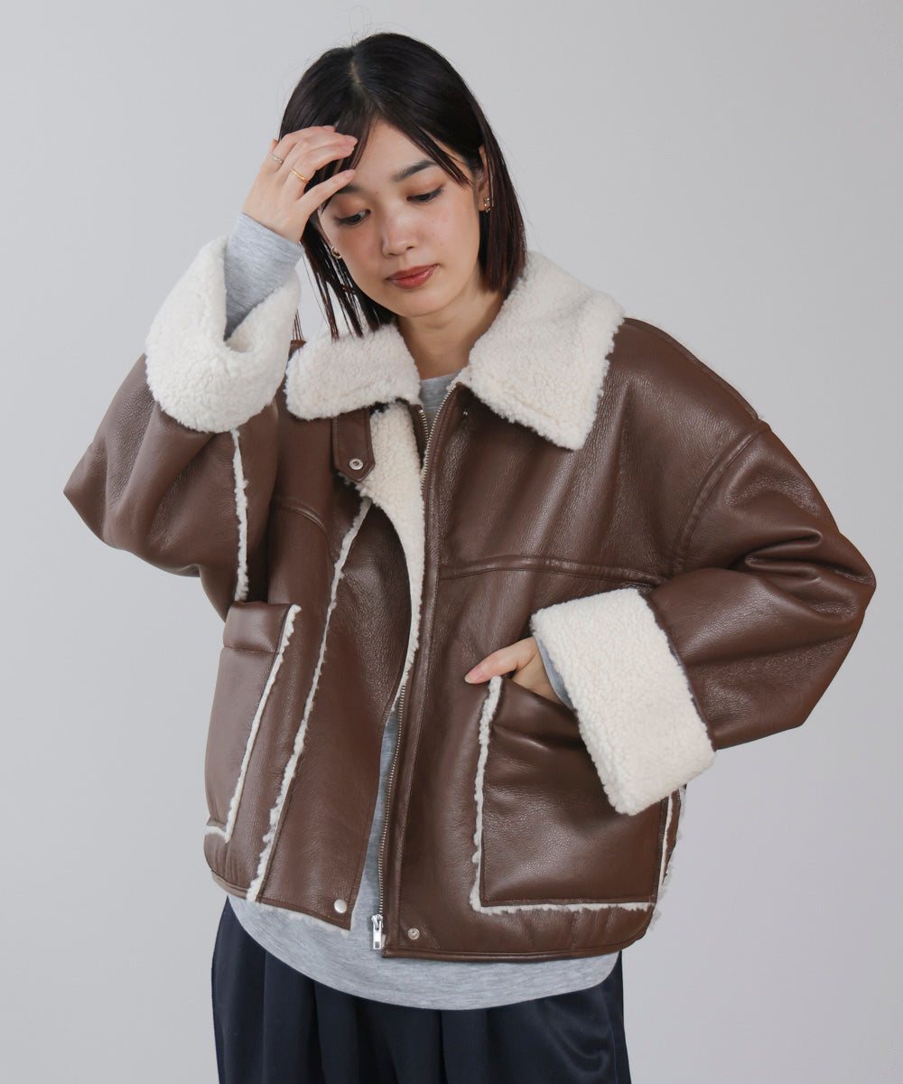 レザーボアブルゾン