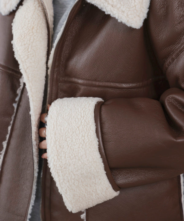 レザーボアブルゾン