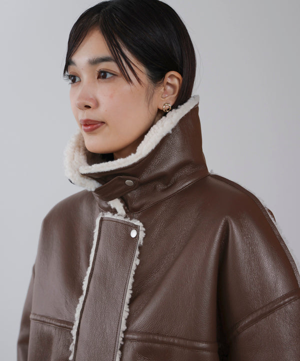 レザーボアブルゾン