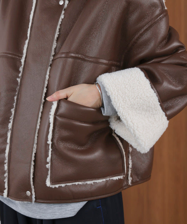 レザーボアブルゾン