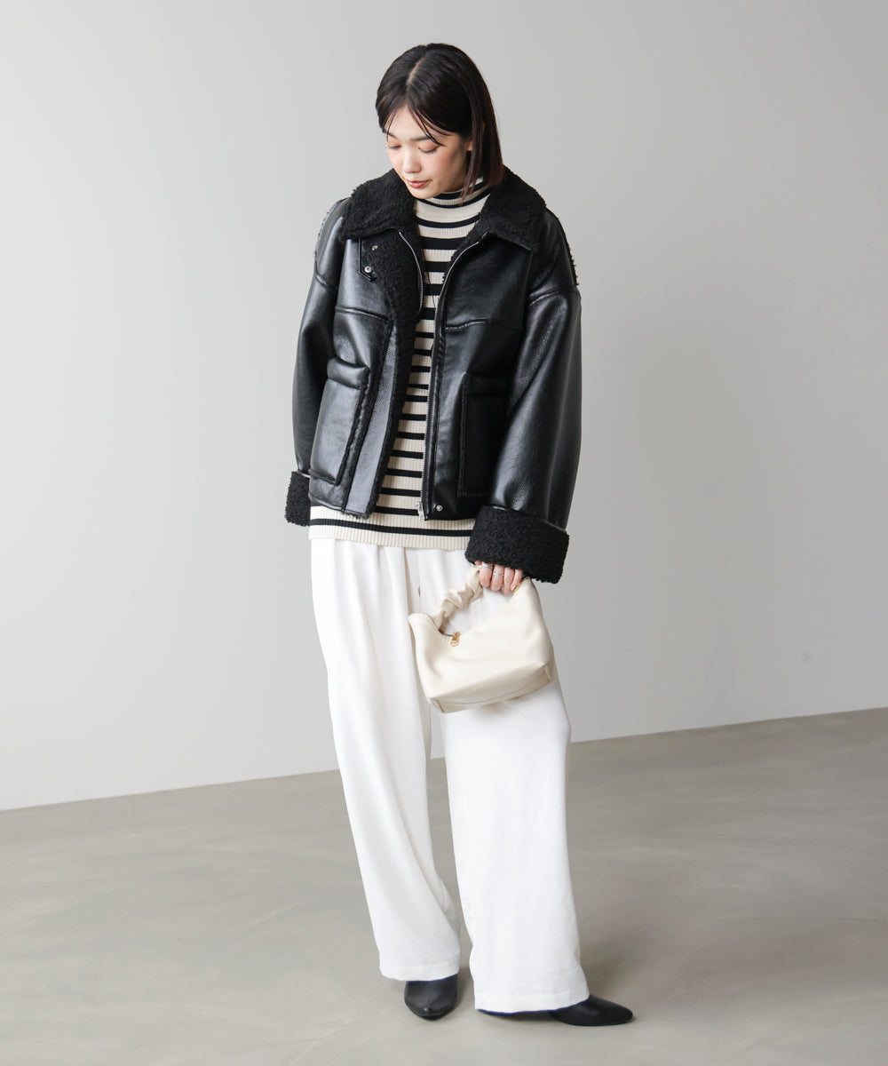 レザーボアブルゾン