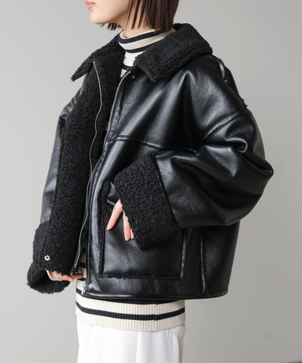 レザーボアブルゾン