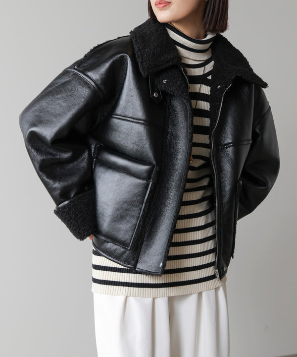 レザーボアブルゾン