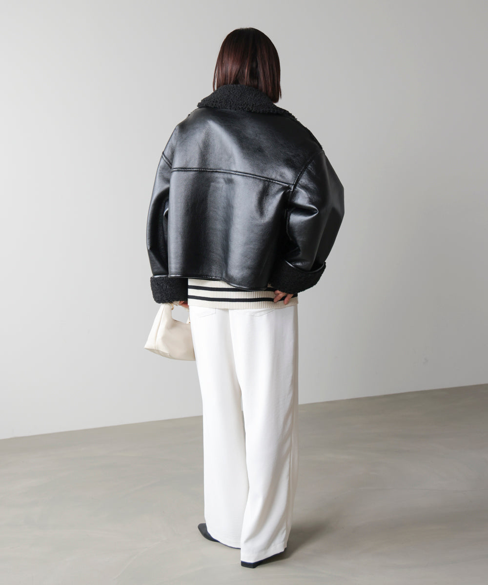 レザーボアブルゾン