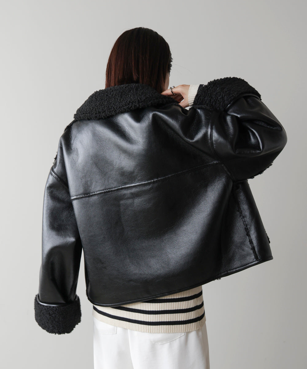 レザーボアブルゾン