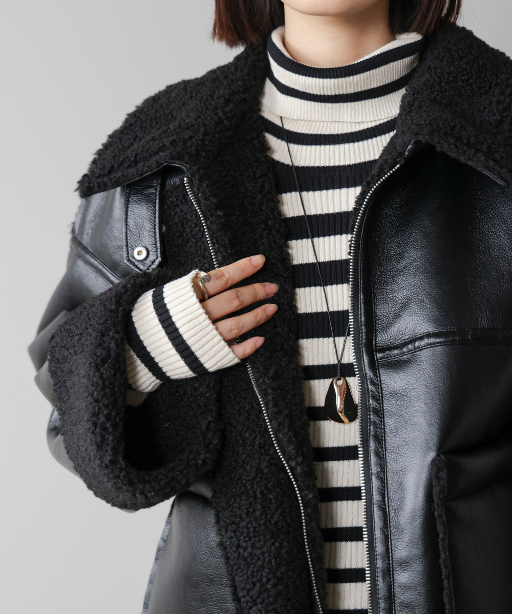 レザーボアブルゾン