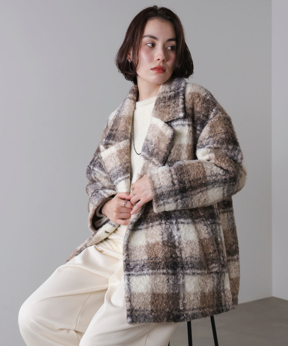 ブークレチェックコート