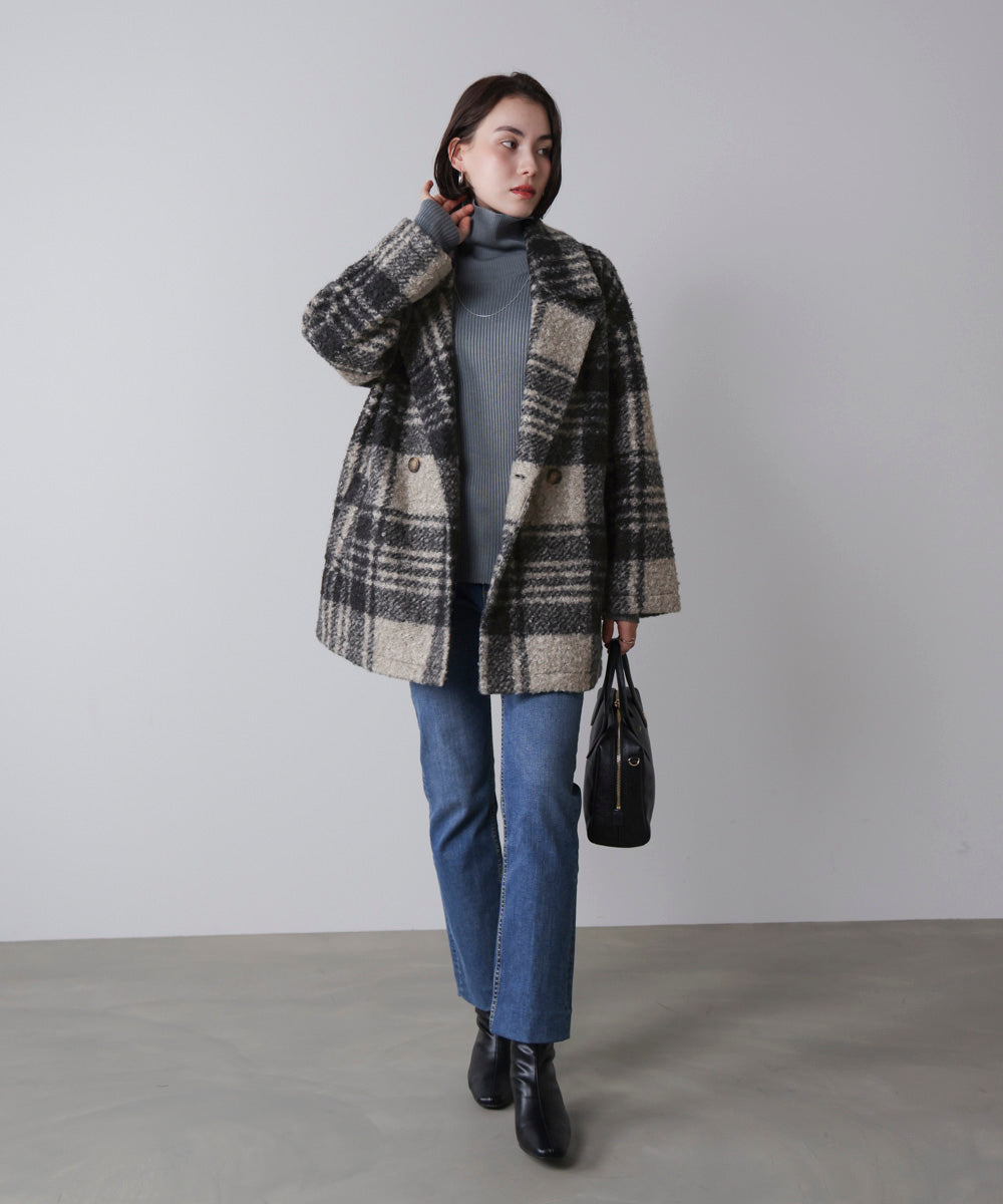 ブークレチェックコート