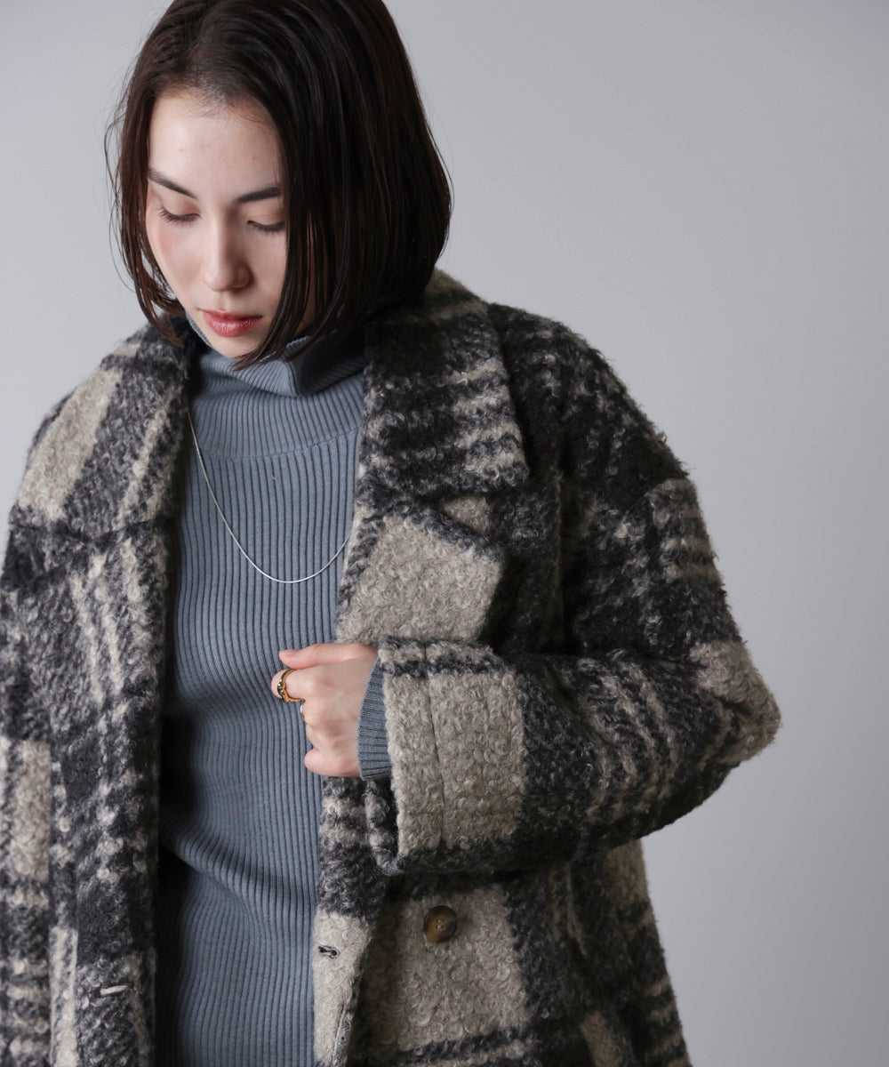 ブークレチェックコート