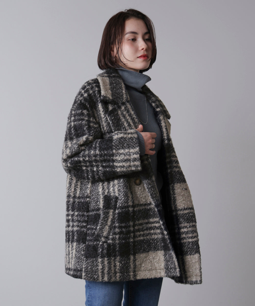 ブークレチェックコート