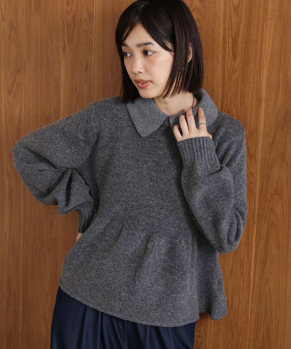 【WEB限定】襟付きペプラムニット