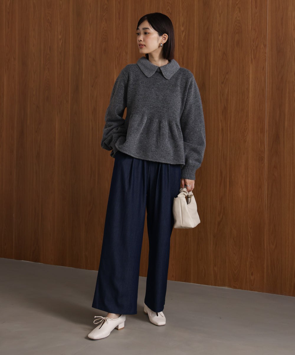 【WEB限定】襟付きペプラムニット
