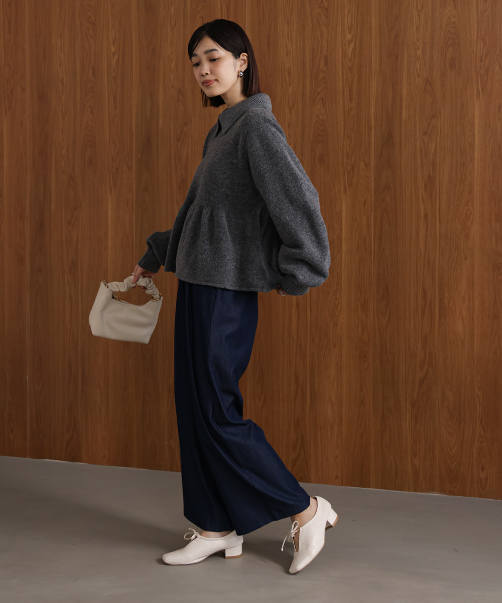 【WEB限定】襟付きペプラムニット