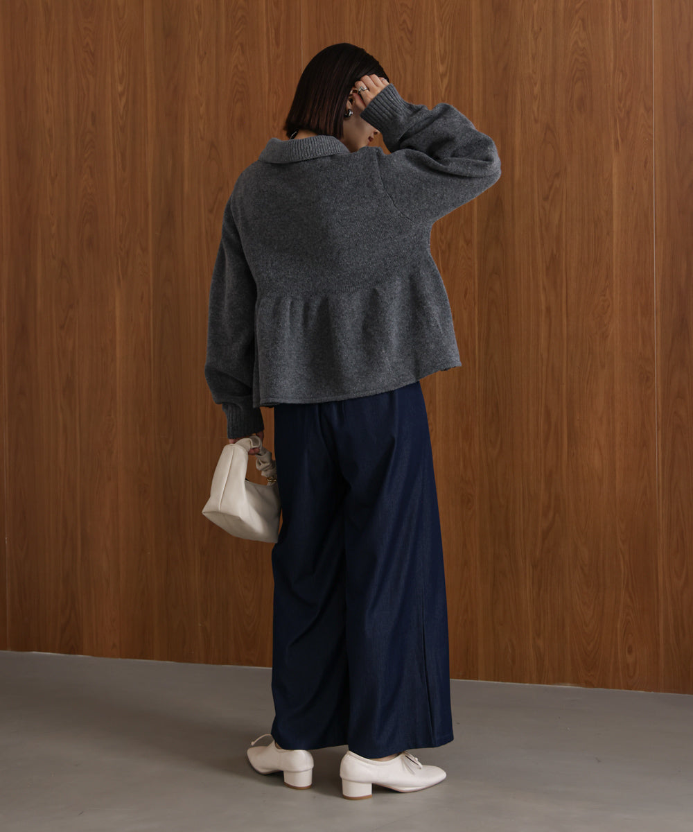 【WEB限定】襟付きペプラムニット