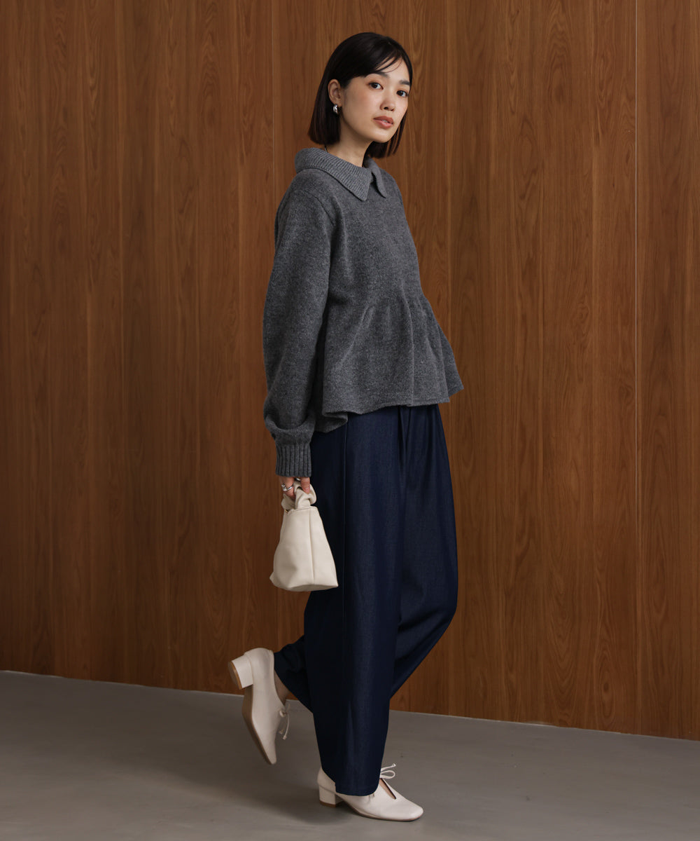 【WEB限定】襟付きペプラムニット