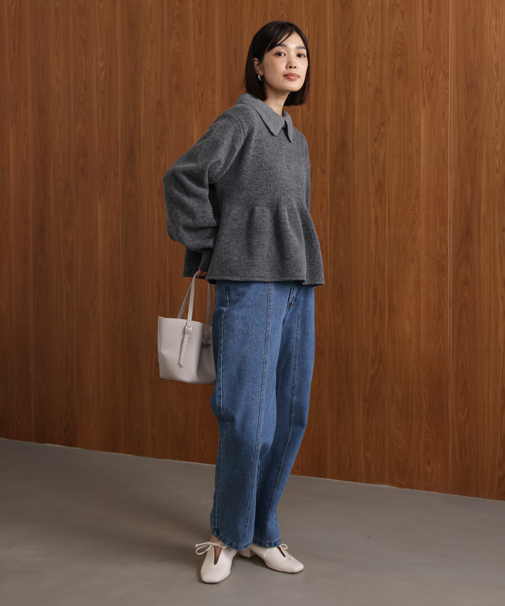 【WEB限定】襟付きペプラムニット