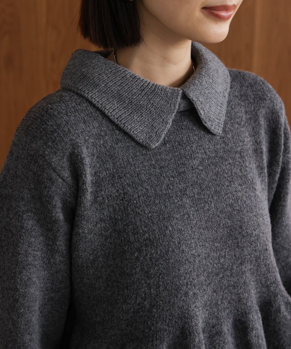 【WEB限定】襟付きペプラムニット