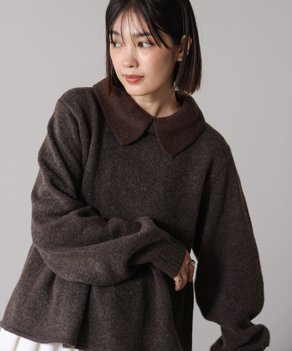 【WEB限定】襟付きペプラムニット