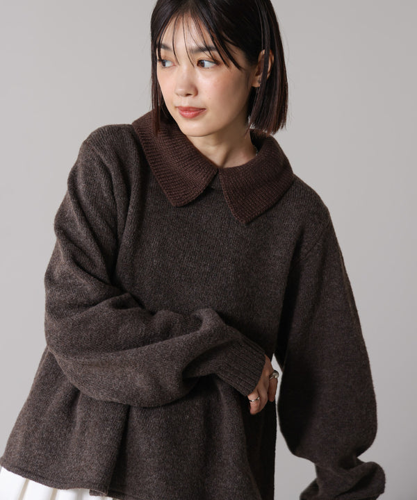 【WEB限定】襟付きペプラムニット