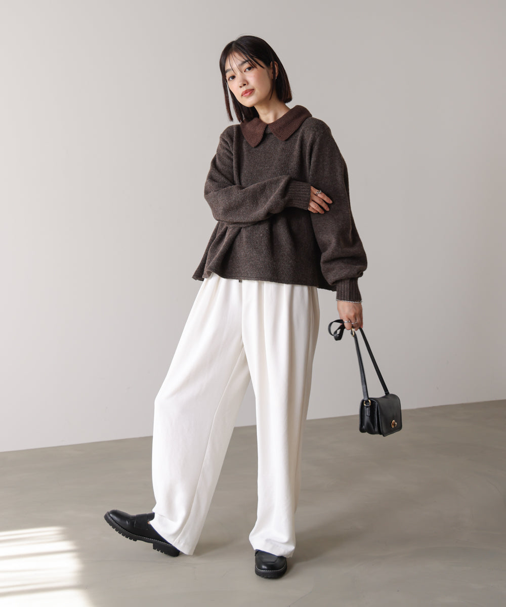 【WEB限定】襟付きペプラムニット