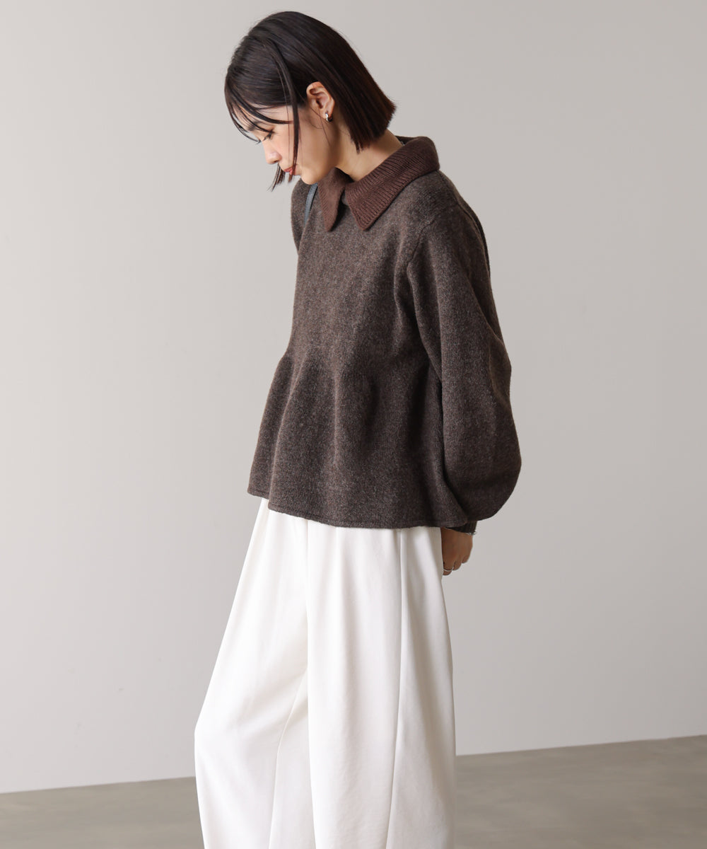 【WEB限定】襟付きペプラムニット