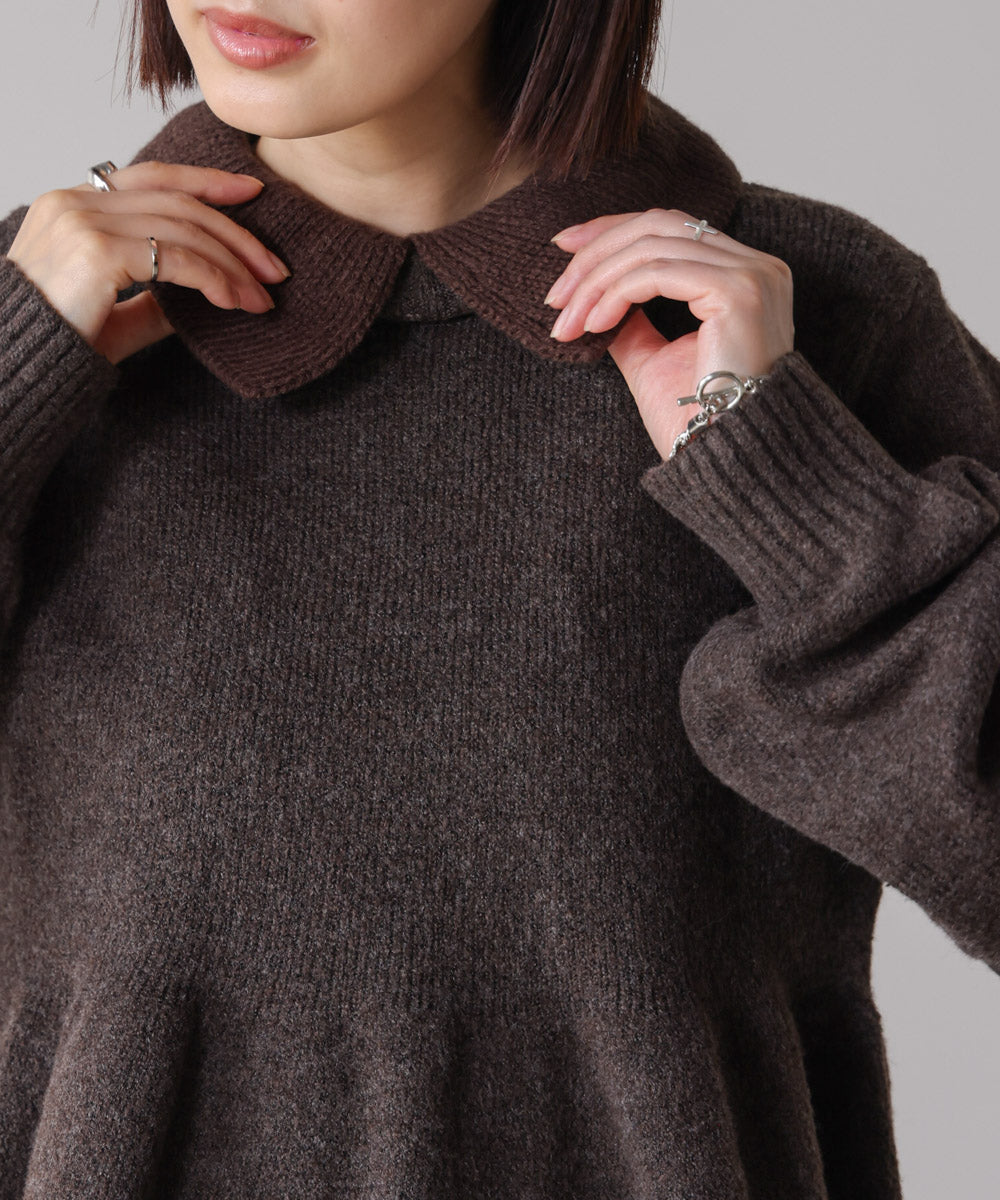 【WEB限定】襟付きペプラムニット
