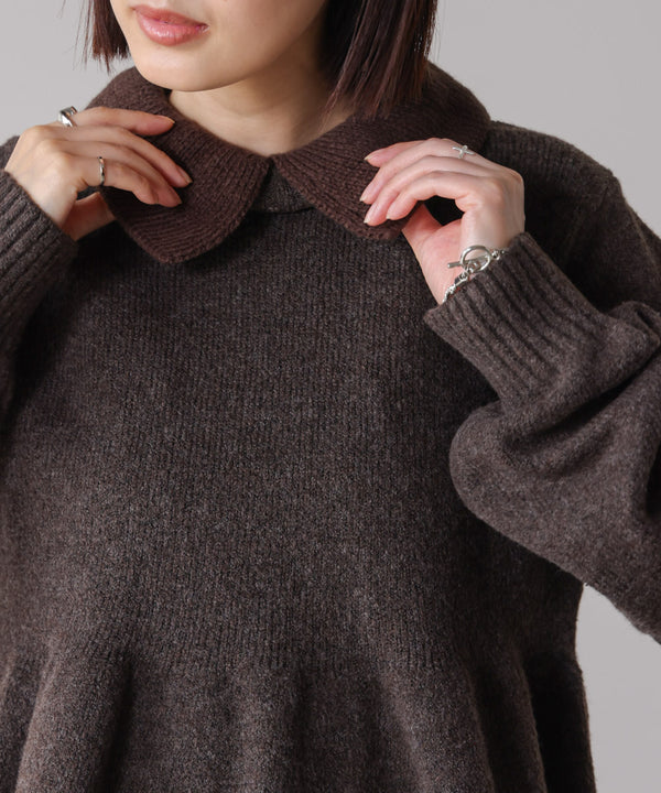 【WEB限定】襟付きペプラムニット