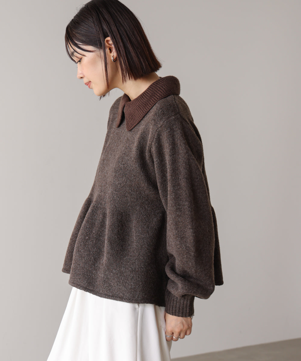 【WEB限定】襟付きペプラムニット