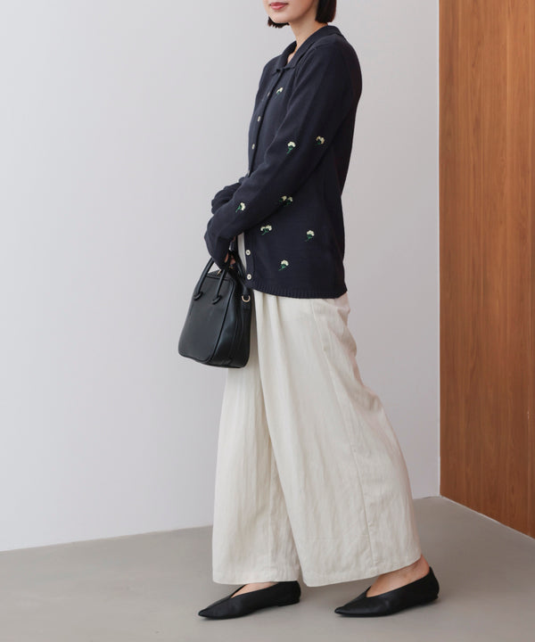 【WEB限定】フラワー刺繍襟付きカーディガン