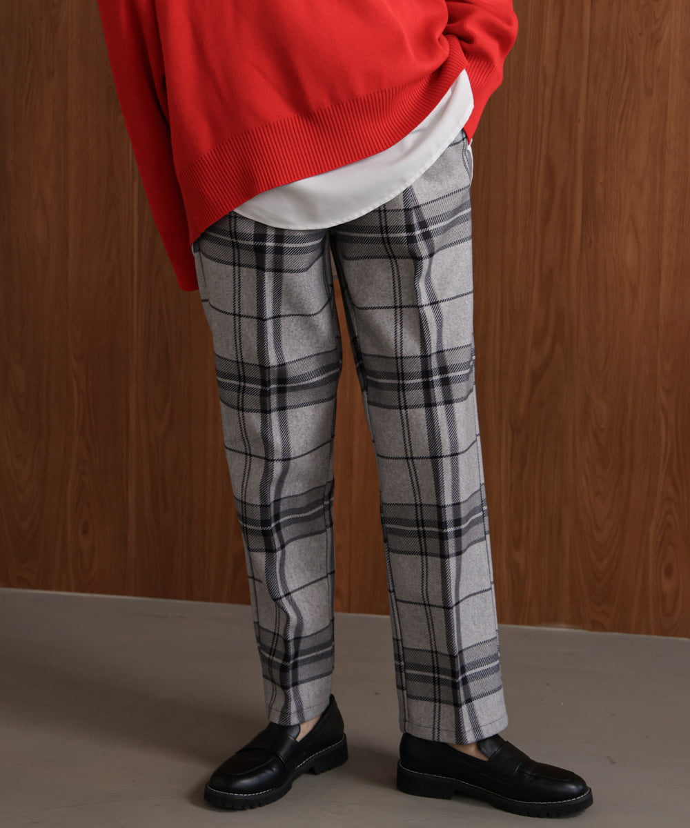【WEB限定】チェック柄ストレートパンツ