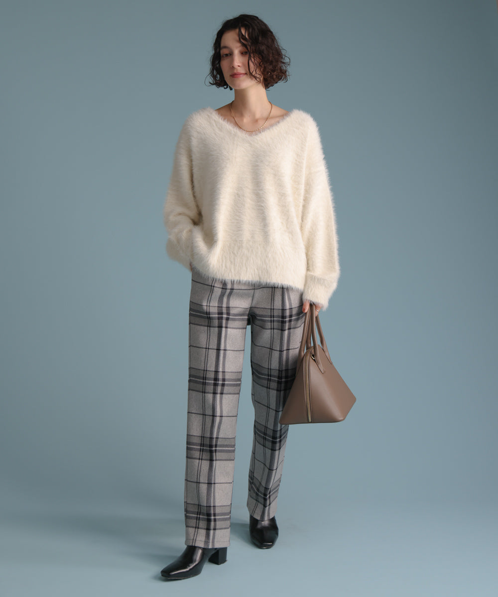 【WEB限定】チェック柄ストレートパンツ