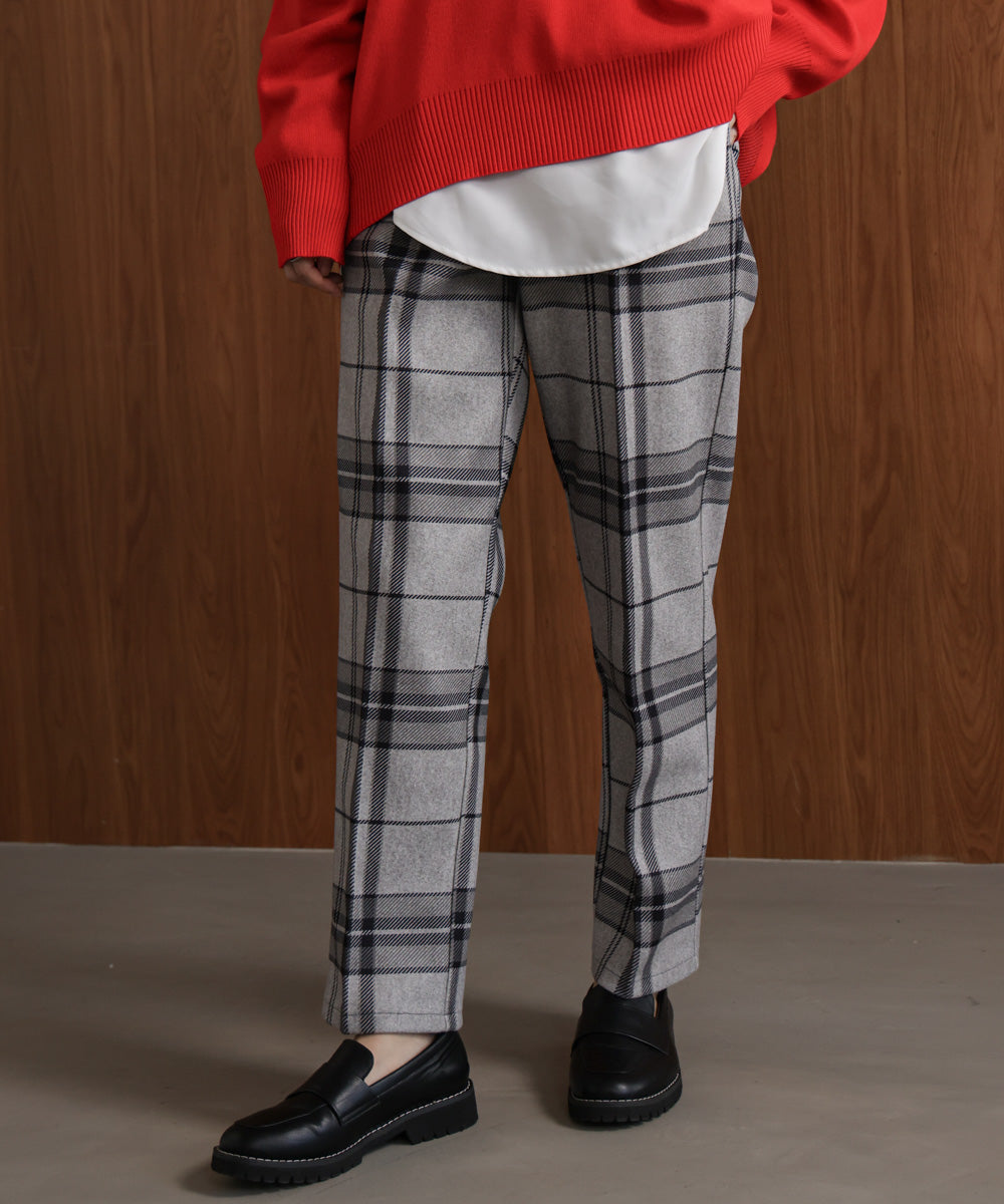 【WEB限定】チェック柄ストレートパンツ